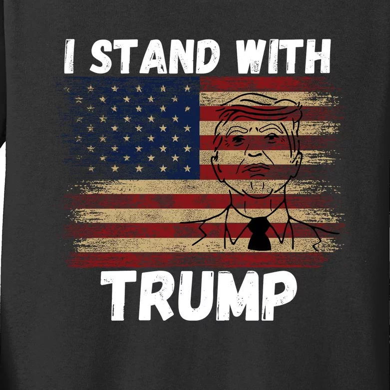 I Stand With President Trump Kids Long Sleeve Shirt