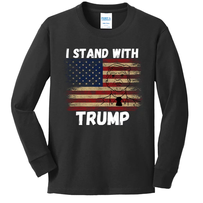 I Stand With President Trump Kids Long Sleeve Shirt