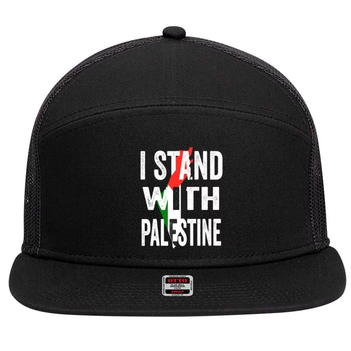 I Stand With Palestine Flag And Map 7 Panel Mesh Trucker Snapback Hat