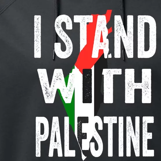 I Stand With Palestine Flag And Map Performance Fleece Hoodie