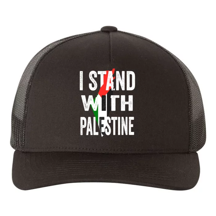 I Stand With Palestine Flag And Map Yupoong Adult 5-Panel Trucker Hat