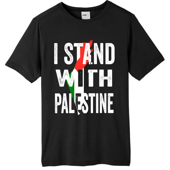 I Stand With Palestine Flag And Map ChromaSoft Performance T-Shirt