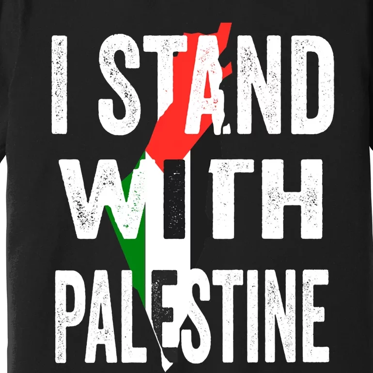 I Stand With Palestine Flag And Map Premium T-Shirt