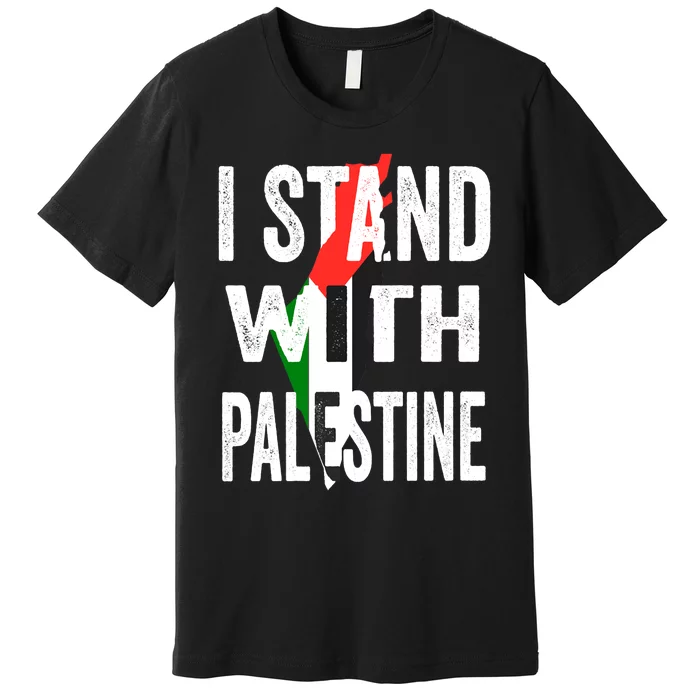 I Stand With Palestine Flag And Map Premium T-Shirt