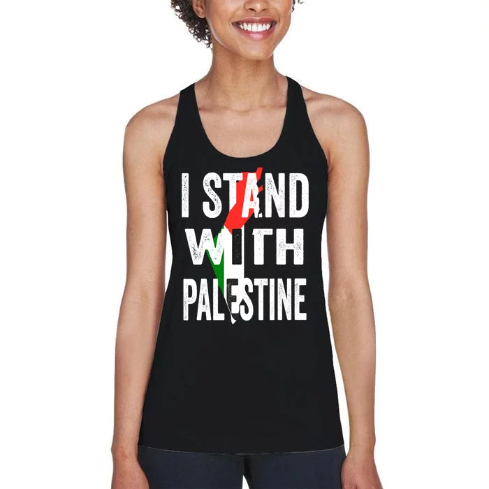 I Stand With Palestine Flag And Map Women's Racerback Tank