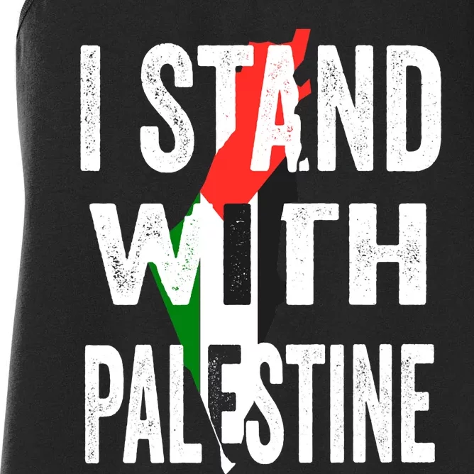 I Stand With Palestine Flag And Map Women's Racerback Tank