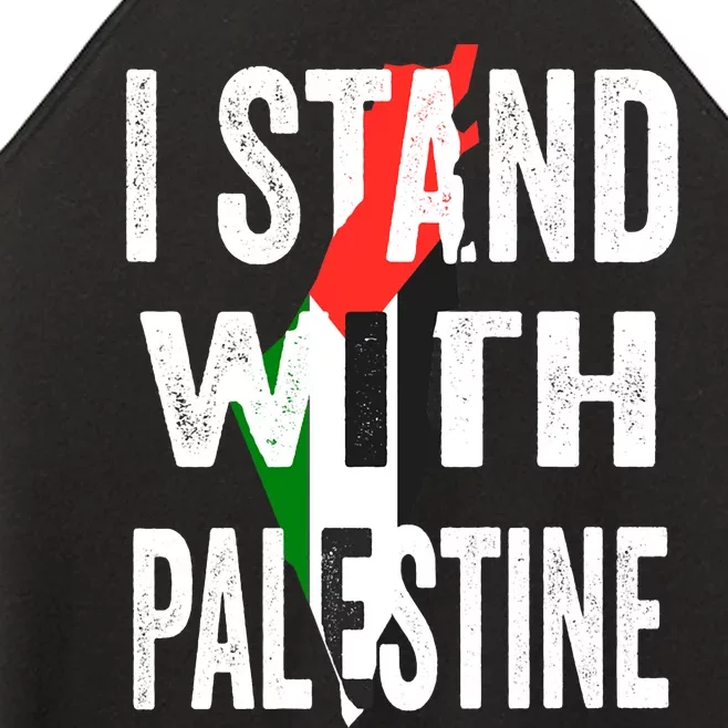 I Stand With Palestine Flag And Map Women’s Perfect Tri Rocker Tank