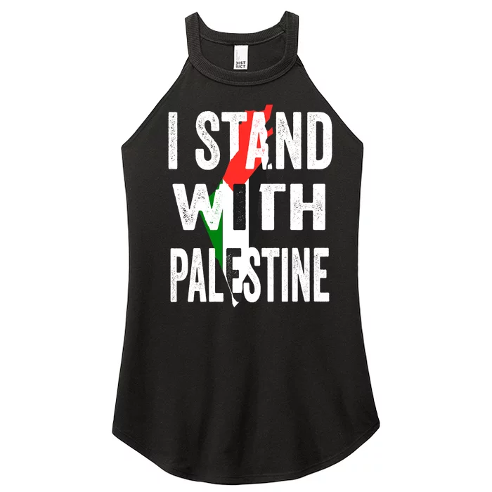 I Stand With Palestine Flag And Map Women’s Perfect Tri Rocker Tank