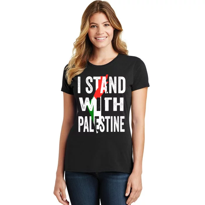 I Stand With Palestine Flag And Map Women's T-Shirt