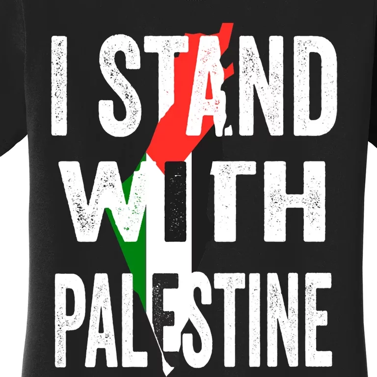 I Stand With Palestine Flag And Map Women's T-Shirt