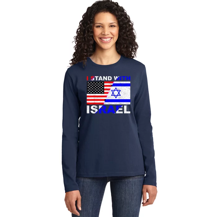 I Stand With Israel, Israeli Palestinian Conflict Pro Israel Ladies Long Sleeve Shirt