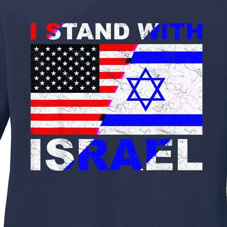 I Stand With Israel, Israeli Palestinian Conflict Pro Israel Ladies Long Sleeve Shirt