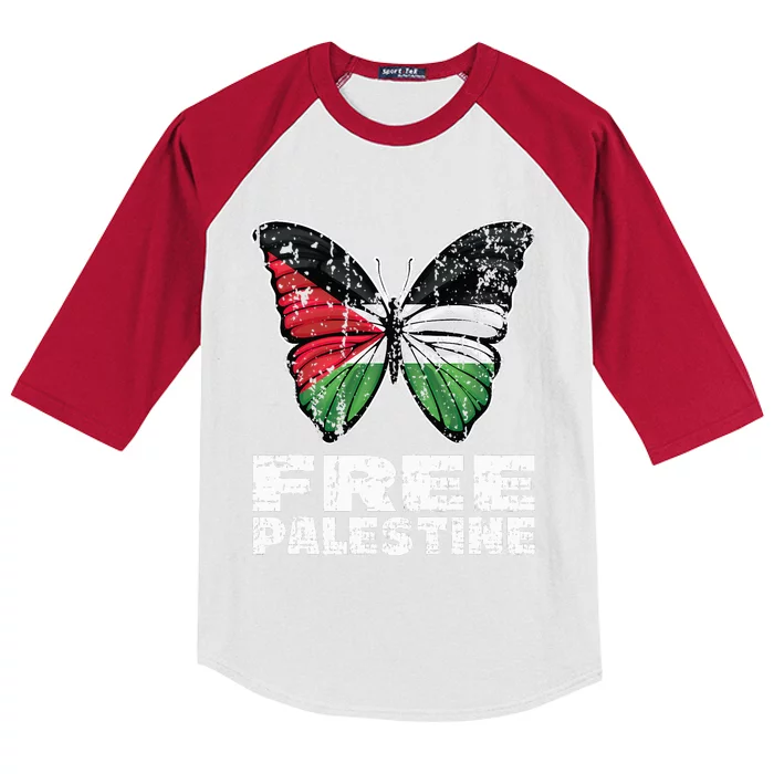 I Stand With Palestine For Their Freedom Free Palestine Kids Colorblock Raglan Jersey