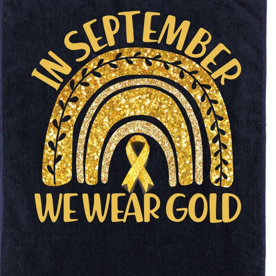 In September We Wear Gold Childhood Cancer Awareness Golden Rainbow Platinum Collection Golf Towel