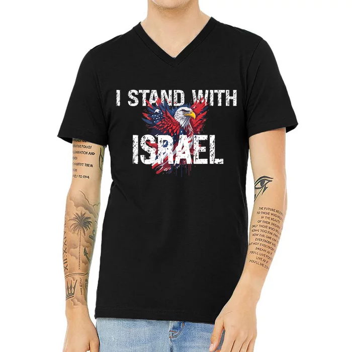 I Stand With Israel Eagle Support Israel V-Neck T-Shirt