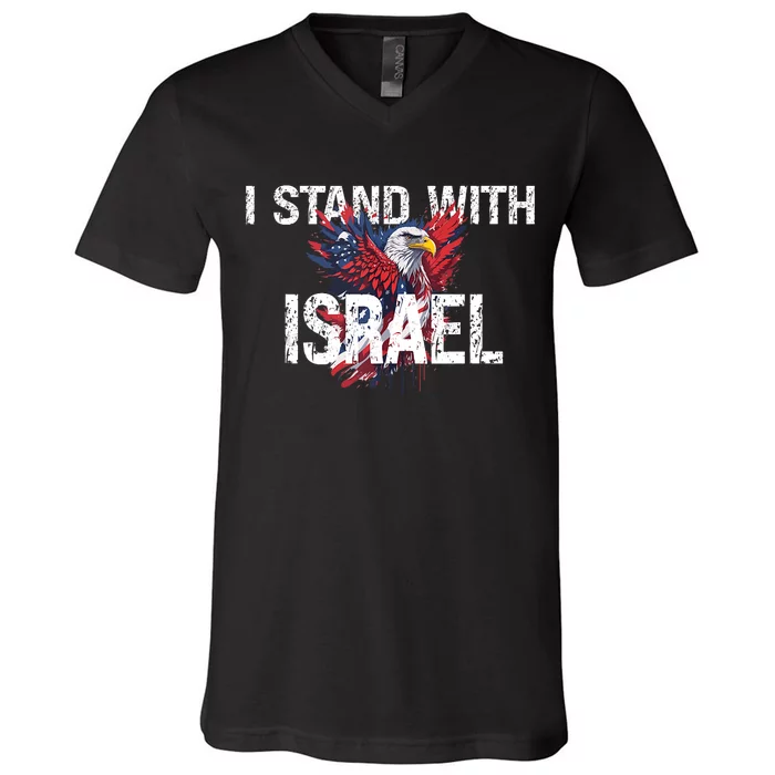 I Stand With Israel Eagle Support Israel V-Neck T-Shirt