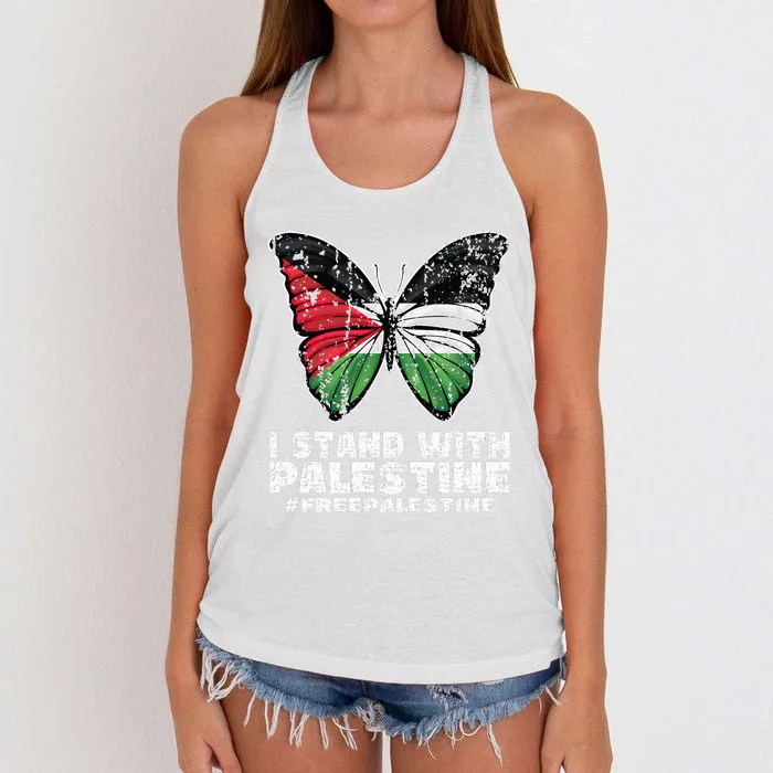 I Stand With Palestine For Their Freedom Free Palestine Women's Knotted Racerback Tank