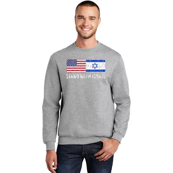 I Stand With Israel USA Israeli Flag Jewish Tall Sweatshirt