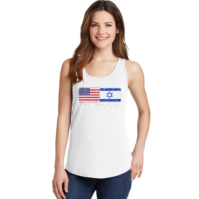 I Stand With Israel USA Israeli Flag Jewish Ladies Essential Tank