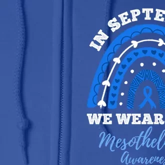 In September We Wear Blue Rainbow Mesothelioma Awareness Cute Gift Full Zip Hoodie