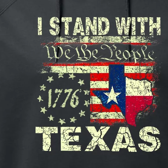 I Stand With Texas Patriotic America Flag Performance Fleece Hoodie