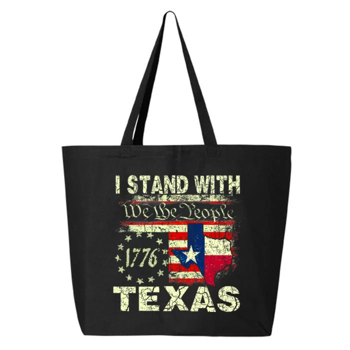 I Stand With Texas Patriotic America Flag 25L Jumbo Tote