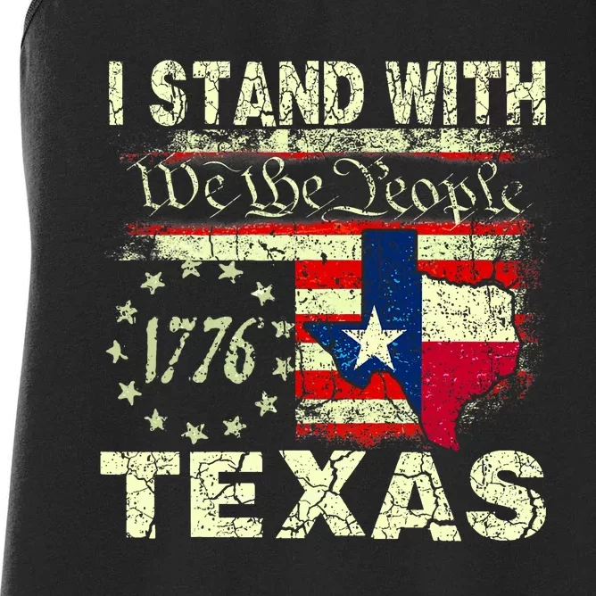 I Stand With Texas Patriotic America Flag Women's Racerback Tank