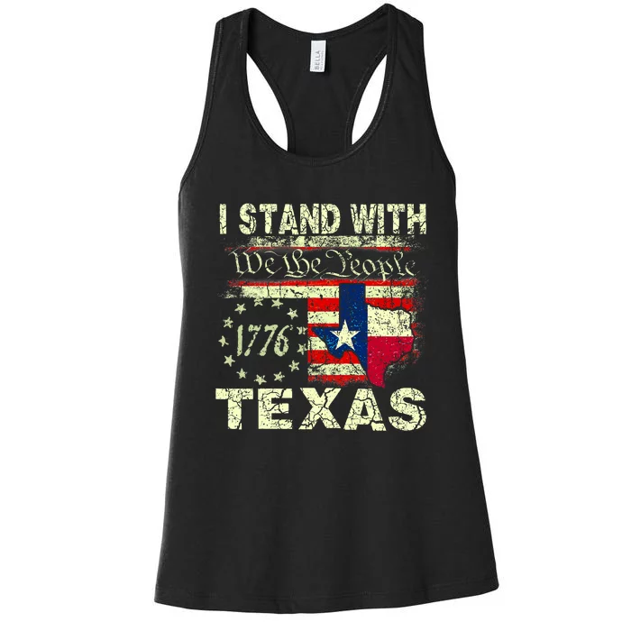 I Stand With Texas Patriotic America Flag Women's Racerback Tank