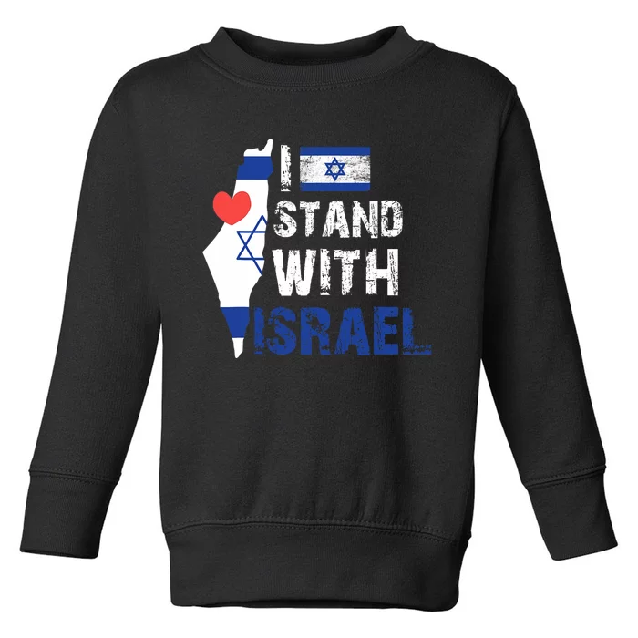 I Stand With Israel Patriotic Usa And Israel Flag Toddler Sweatshirt