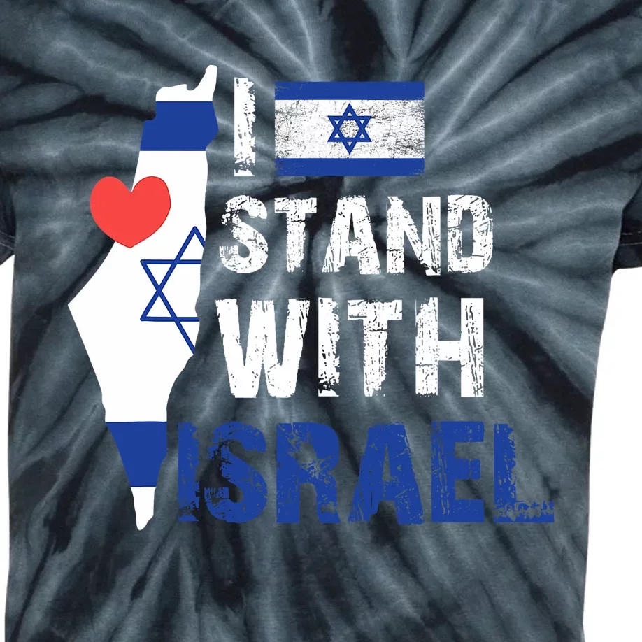 I Stand With Israel Patriotic Usa And Israel Flag Kids Tie-Dye T-Shirt