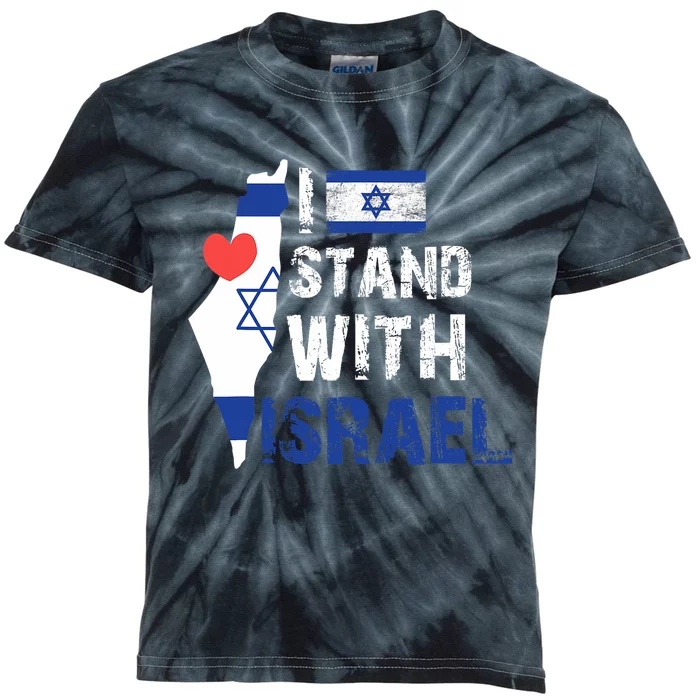 I Stand With Israel Patriotic Usa And Israel Flag Kids Tie-Dye T-Shirt