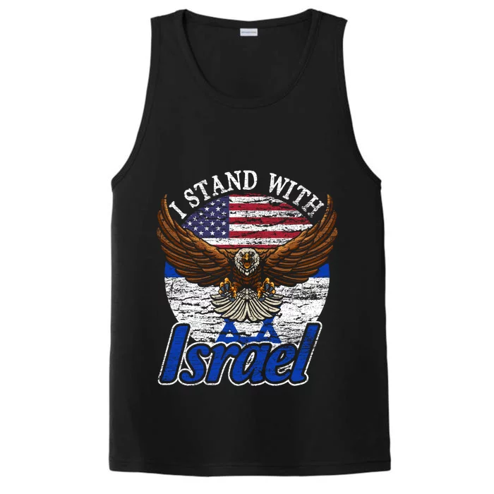 I Stand With Israel Eagle Flag Design Performance Tank