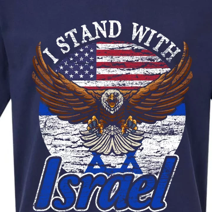 I Stand With Israel Eagle Flag Design Sueded Cloud Jersey T-Shirt