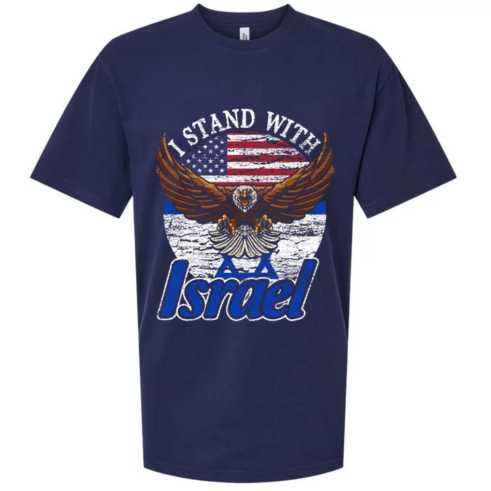 I Stand With Israel Eagle Flag Design Sueded Cloud Jersey T-Shirt