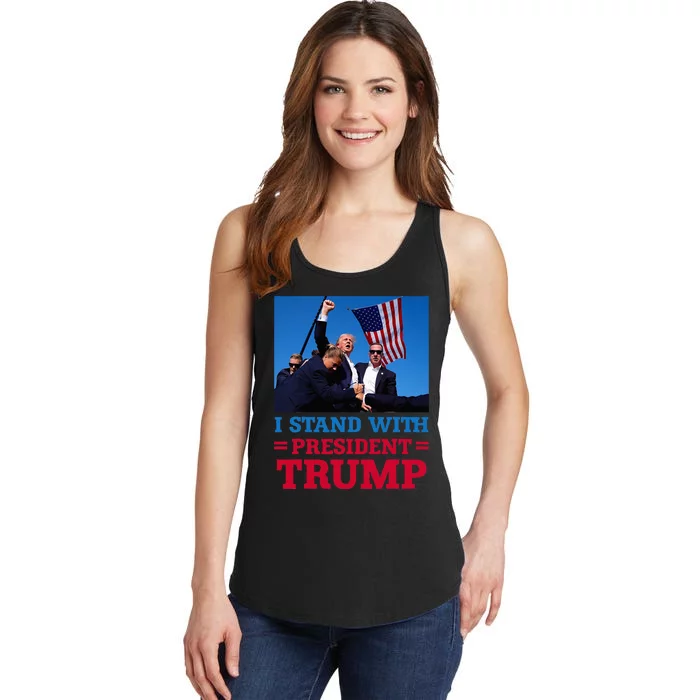 I Stand With President Trump After The Shooting At His Rally Ladies Essential Tank