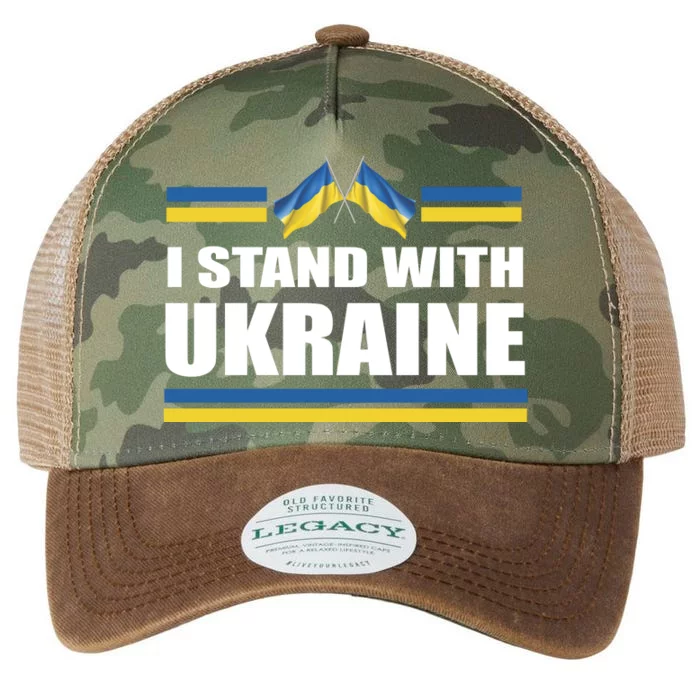 I Stand With Ukraine Ukrainian Flags Legacy Tie Dye Trucker Hat