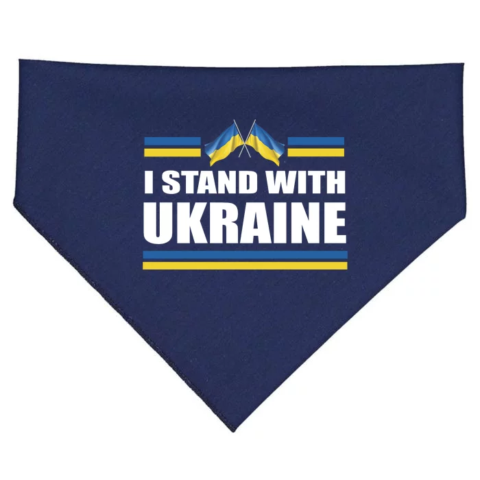 I Stand With Ukraine Ukrainian Flags USA-Made Doggie Bandana