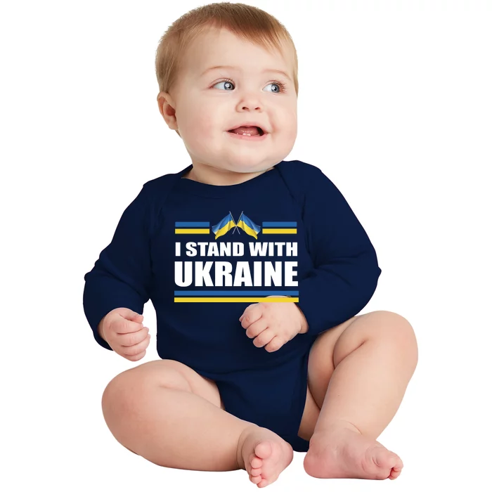 I Stand With Ukraine Ukrainian Flags Baby Long Sleeve Bodysuit