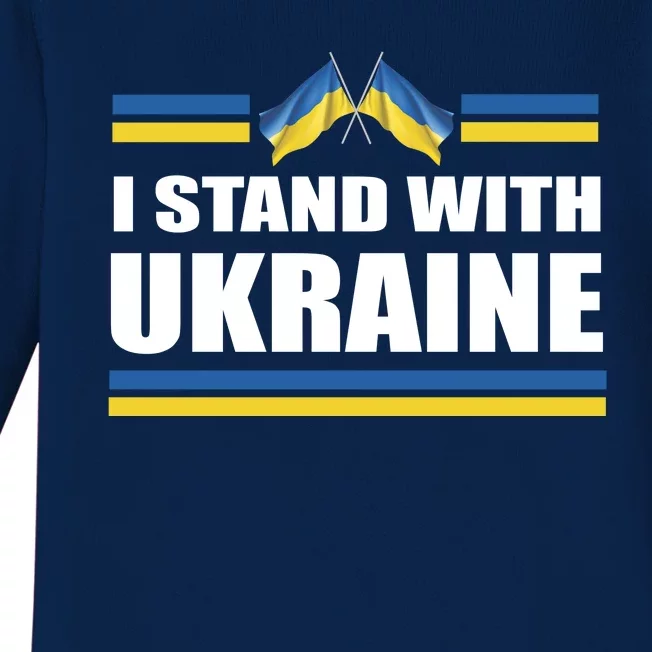 I Stand With Ukraine Ukrainian Flags Baby Long Sleeve Bodysuit