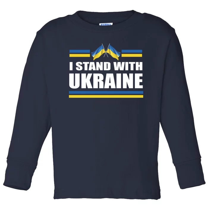 I Stand With Ukraine Ukrainian Flags Toddler Long Sleeve Shirt