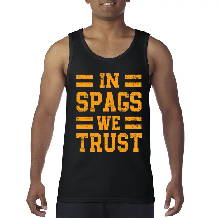 In Spags We Trust Funny Red Saying Tank Top