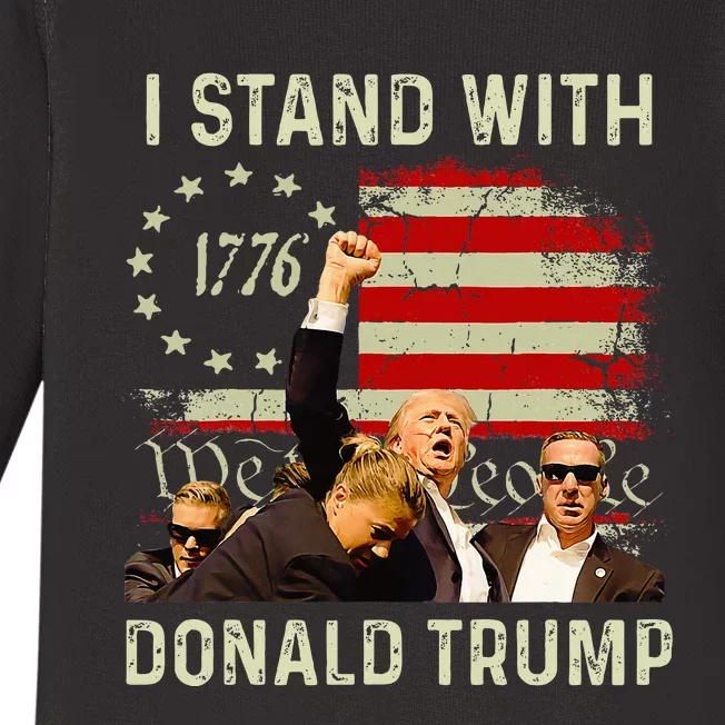 I Stand With Trump Funny Trump 2024 Baby Long Sleeve Bodysuit