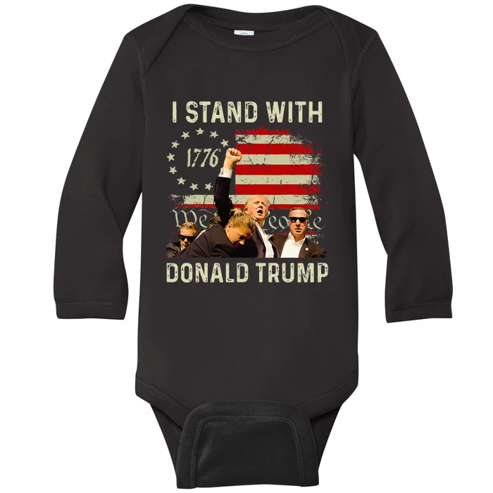 I Stand With Trump Funny Trump 2024 Baby Long Sleeve Bodysuit