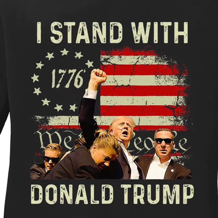 I Stand With Trump Funny Trump 2024 Ladies Long Sleeve Shirt