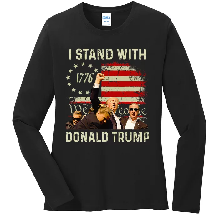 I Stand With Trump Funny Trump 2024 Ladies Long Sleeve Shirt