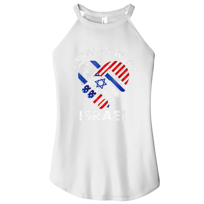 I Stand With Israel USA American Flag with Israel Flag Women’s Perfect Tri Rocker Tank