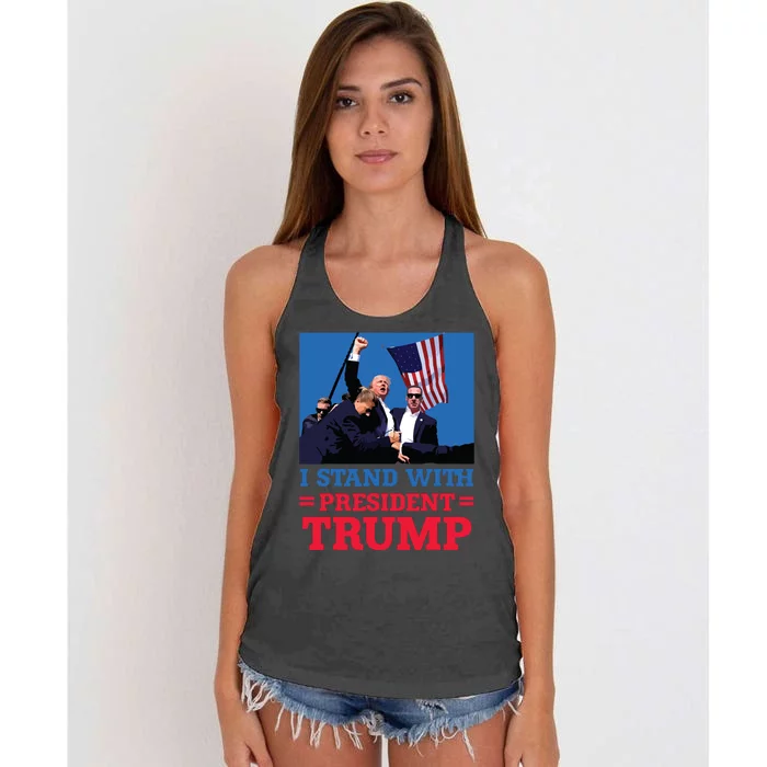 I Stand With President Trump After The Shooting At His Rally Women's Knotted Racerback Tank