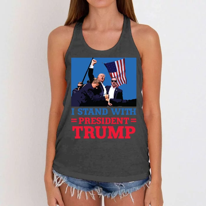 I Stand With President Trump After The Shooting At His Rally Women's Knotted Racerback Tank