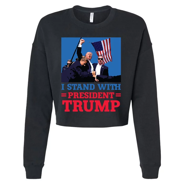 I Stand With President Trump After The Shooting At His Rally Cropped Pullover Crew