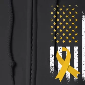 In September We Wear Gold Childhood Cancer Awareness Full Zip Hoodie